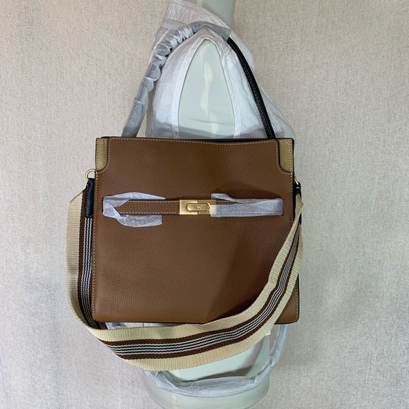 Tory Burch Lee Radziwill Double Tan Pebbled Leather Small Satchel/Shoulder Bag - Picture 2 of 16